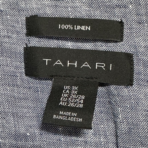 Tahari Women's 3X Shirt Dress Blue Collared Sleeveless 100% Linen - Picture 3 of 7